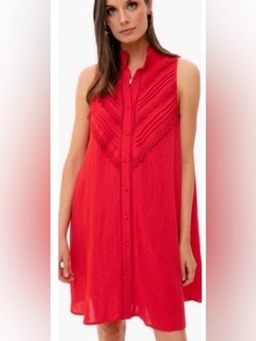 Tuckernuck Pomander Place Dutton Eyelet Sleeveless Poppy Red Dress Size Large